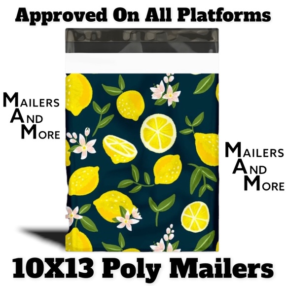 50 10X13 Poly Mailers Lemon and Blossoms Shipping Envelopes Bags PRICE IS FIRM - Picture 4 of 9